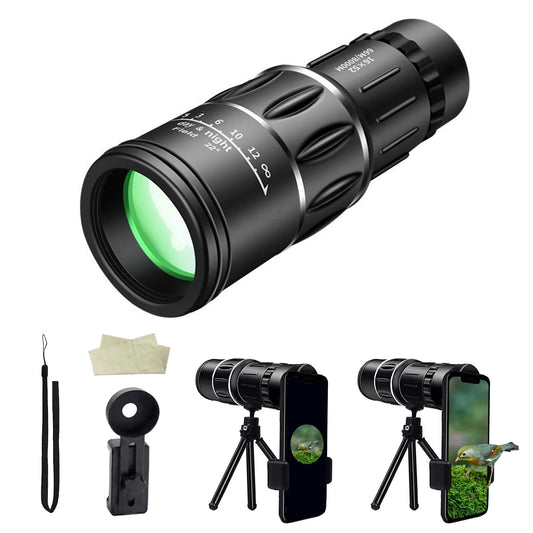 16X52 Monocular Telescope, High Power Prism Compact HD Monoculars for Adults Kids, Dual Focus Optics Zoom Monocular Scope for Bird Watching Hunting Hiking Concert Travel