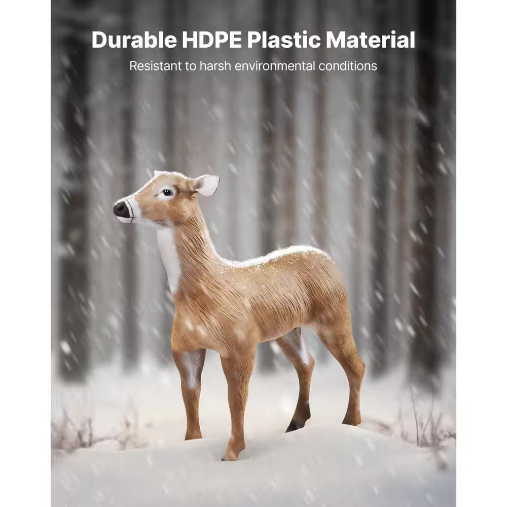 Realistic Durable HDPE Deer Decoy for Hunting, Foldable Legs, Easy to Carry, Garden Yard Decoration, 1-Pack