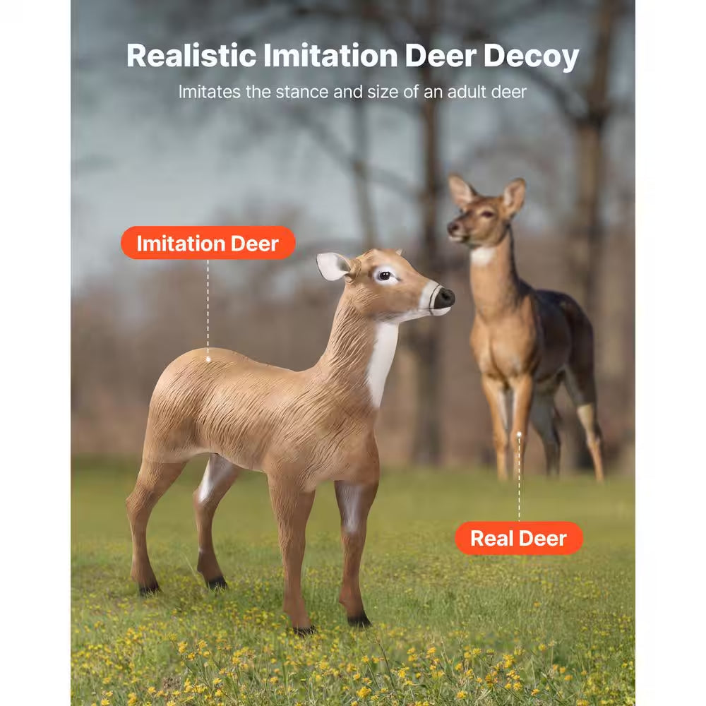 Realistic Durable HDPE Deer Decoy for Hunting, Foldable Legs, Easy to Carry, Garden Yard Decoration, 1-Pack