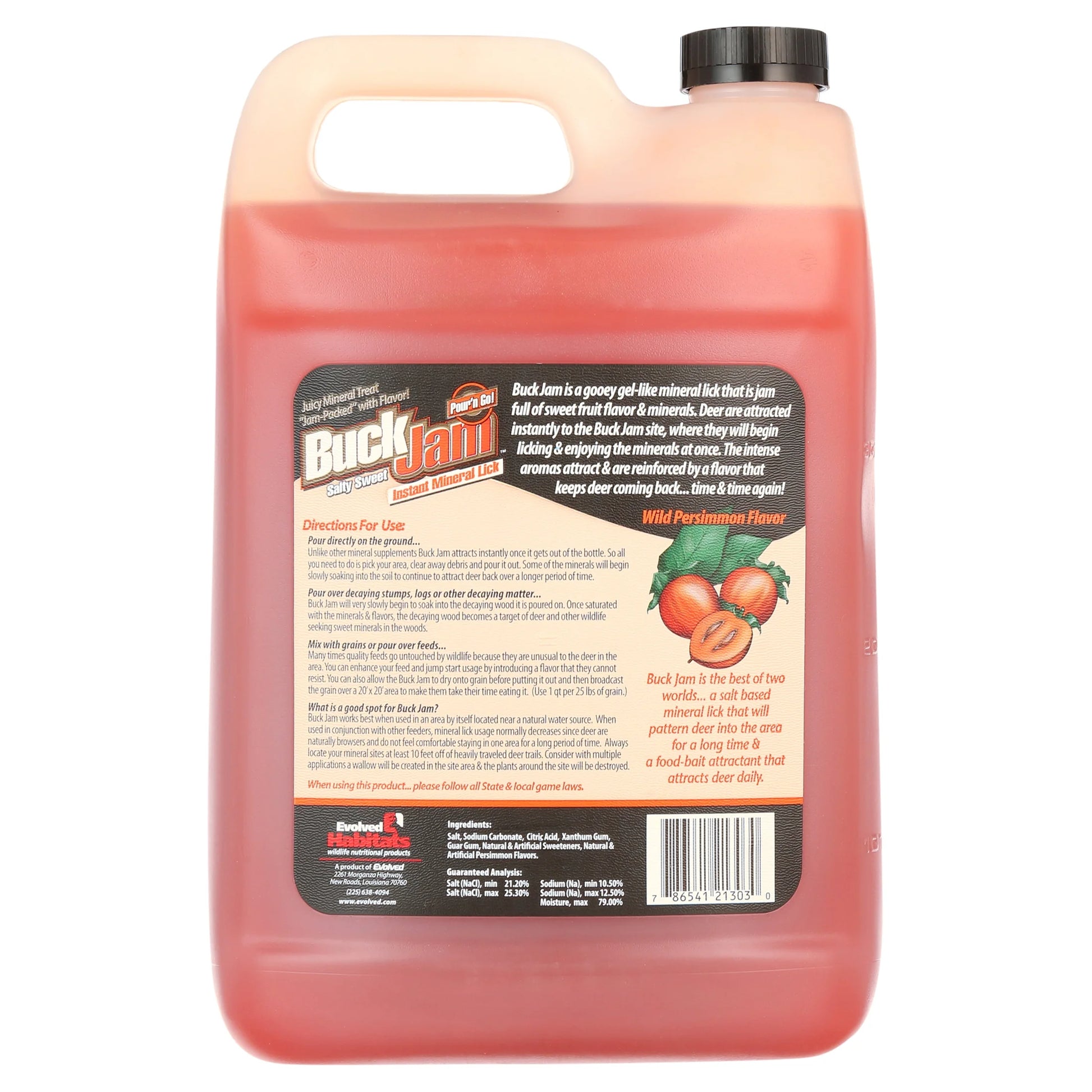 Buck Jam Instant Mineral Lick Unisex Deer Hunting Attractant, Wild Persimmon, 1 Gallon