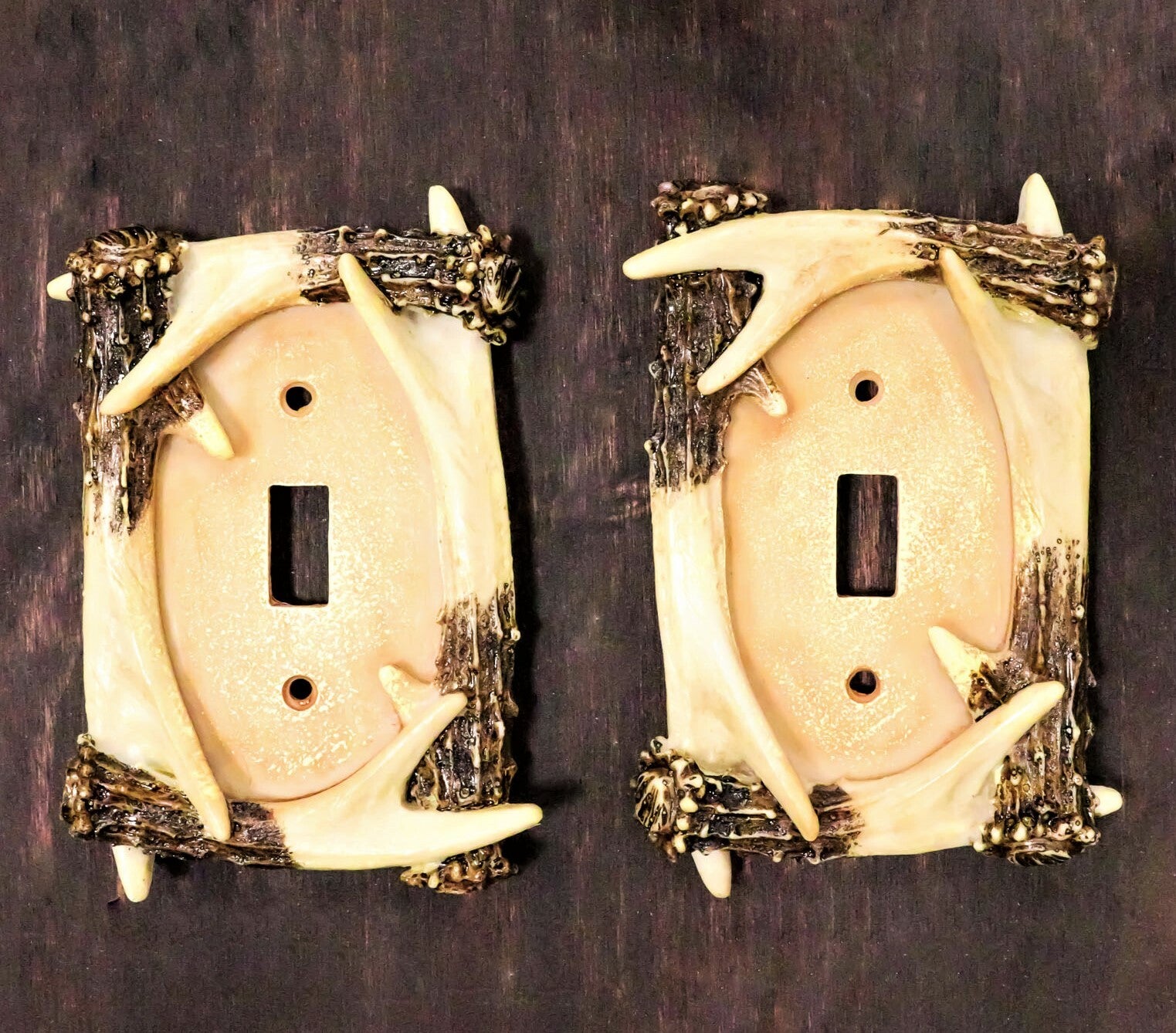 Ebros Set of 6 Rustic Stag Deer Antlers Wall Cover Plate Single Toggle Switch