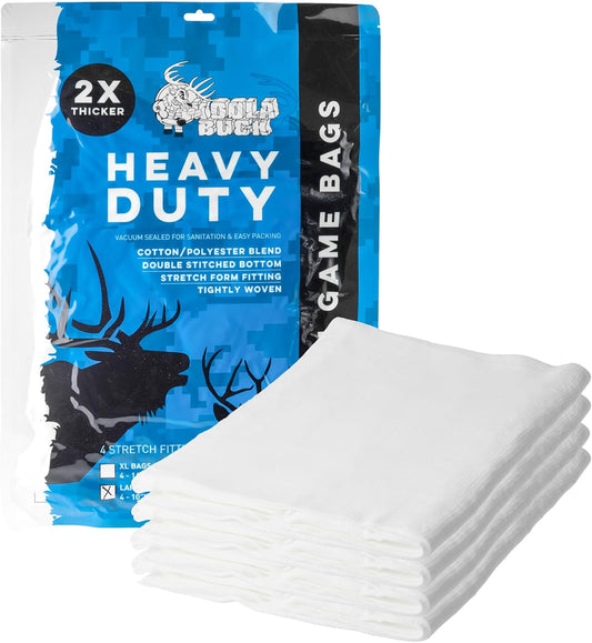 Heavy Duty Game Bags Hunting | Reusable, Breathable Meat Bags | Available in Packs of 1 or 4 for Deer or Elk Quarter Bags | Reusable | Vacuum Sealed to save Space | Deer, Elk, & Moose