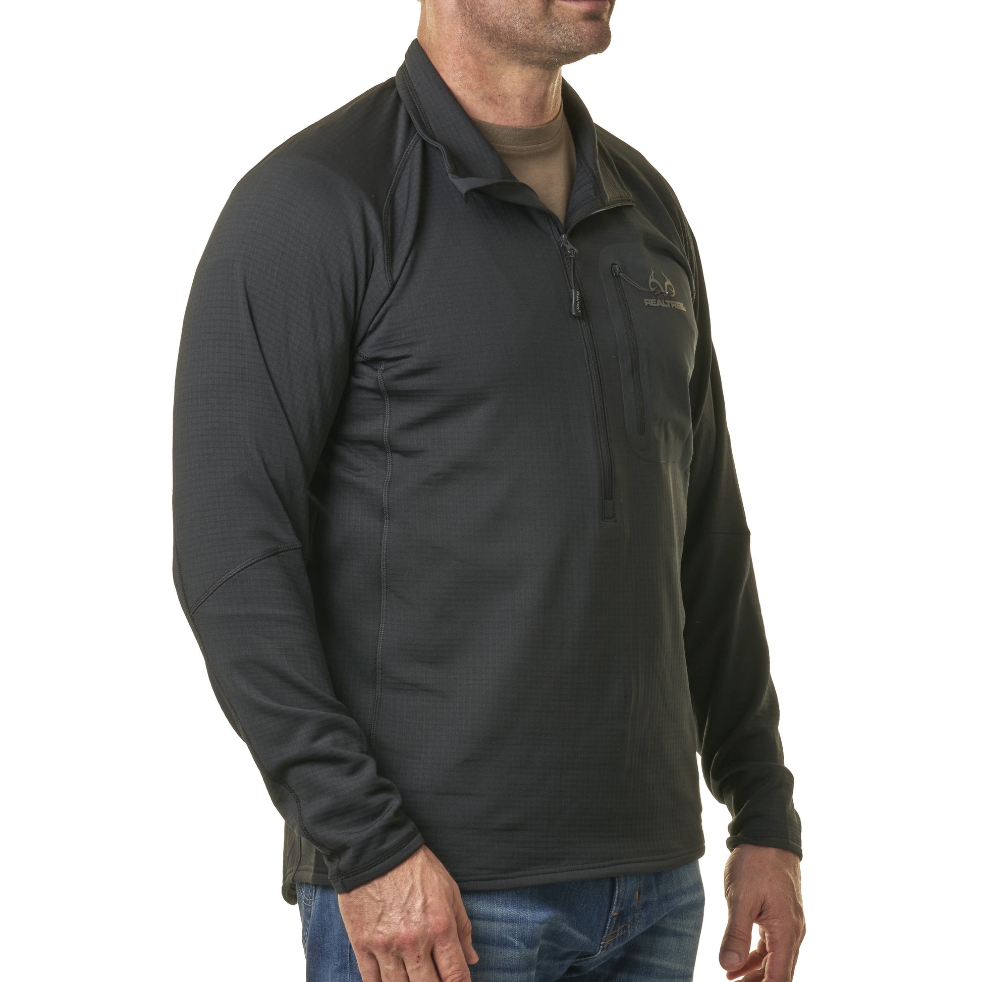 Men'S 1/4 Zip Hunting Pullover- Black, Size M