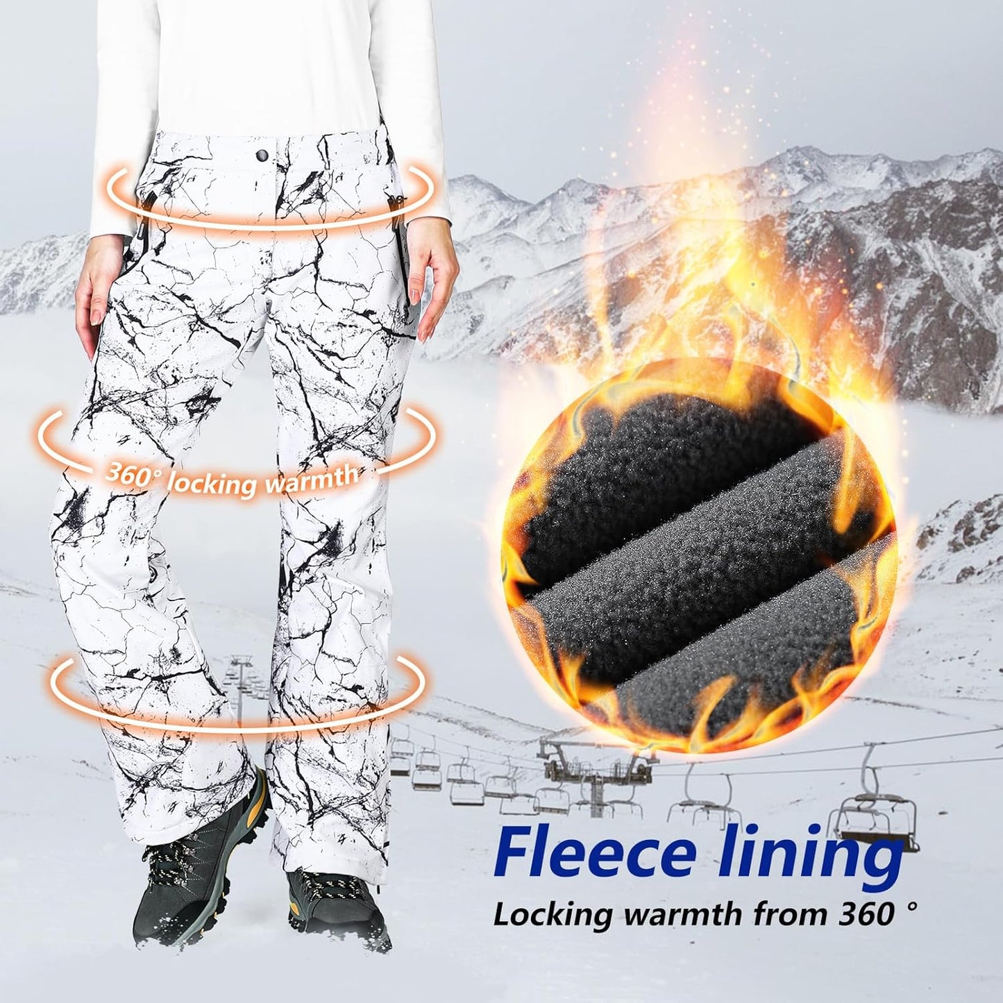 Women'S Softshell Snow Pants Waterproof Warm Ski Pants Insulated Ripstop Snowboard Winter Pants