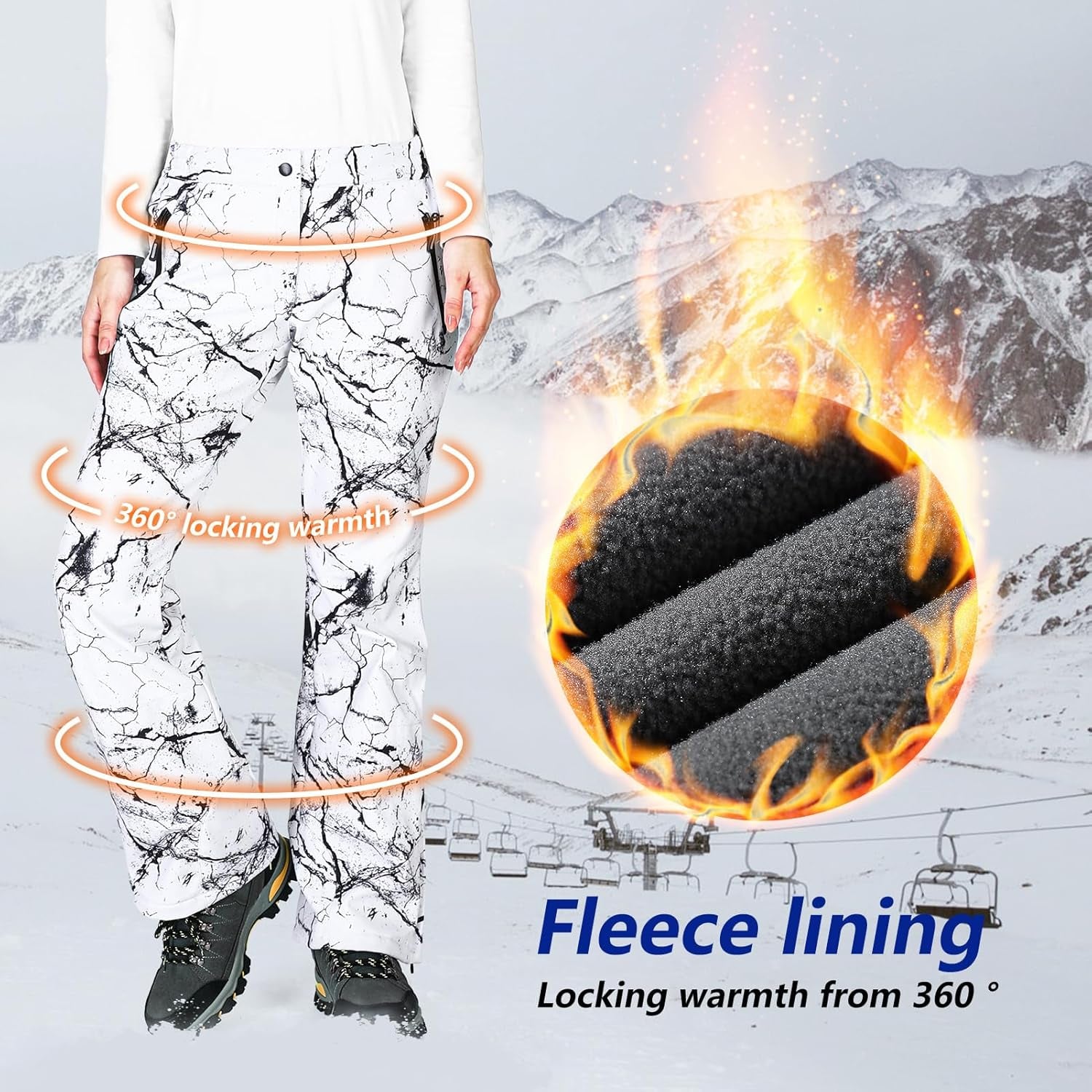 Women'S Softshell Snow Pants Waterproof Warm Ski Pants Insulated Ripstop Snowboard Winter Pants