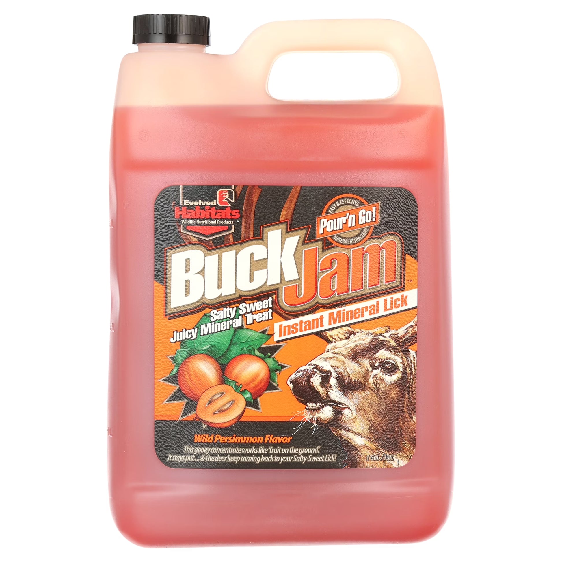 Buck Jam Instant Mineral Lick Unisex Deer Hunting Attractant, Wild Persimmon, 1 Gallon