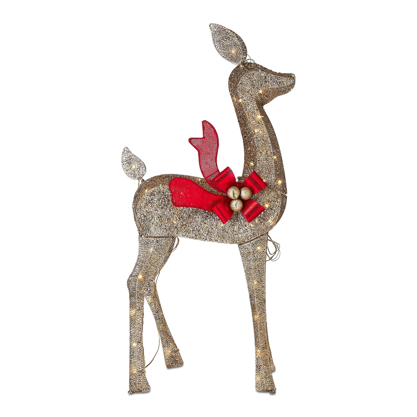 Indoor/Outdoor Light-Up Glitter Deer Family Christmas Decoration with 210 LED Lights, Warm White, Set of 3, by