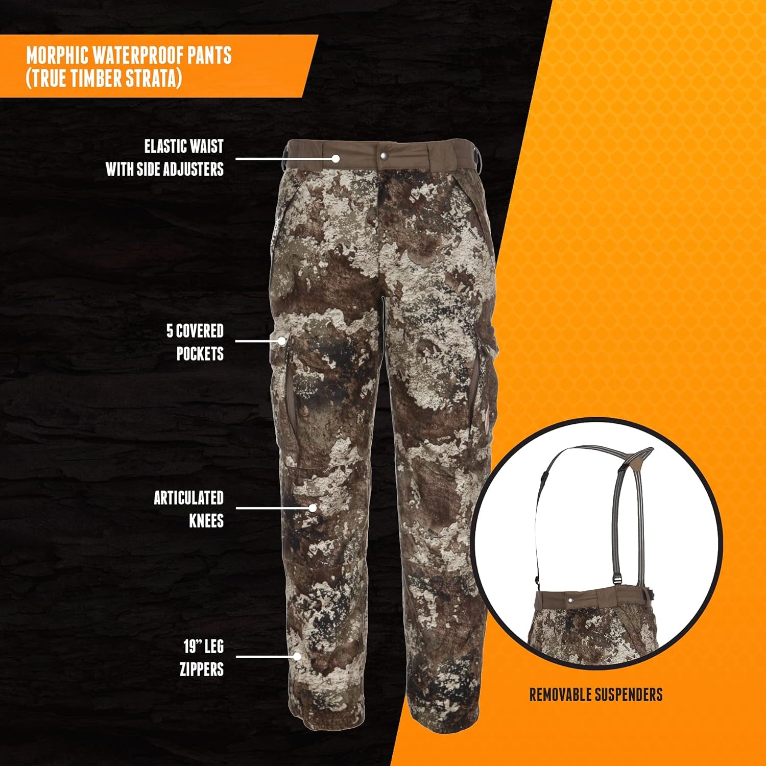 Morphic V2 Waterproof Pants, Windproof Camo Hunting Clothes for Men